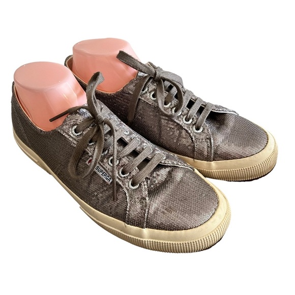 Superga Shoes - Superga Silver Sequin Sneakers Women Size 41 10.5